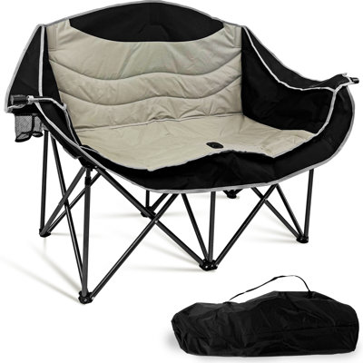 Double Camping Loveseat - 660lb Capacity, Padded, Folding W/cup Holders