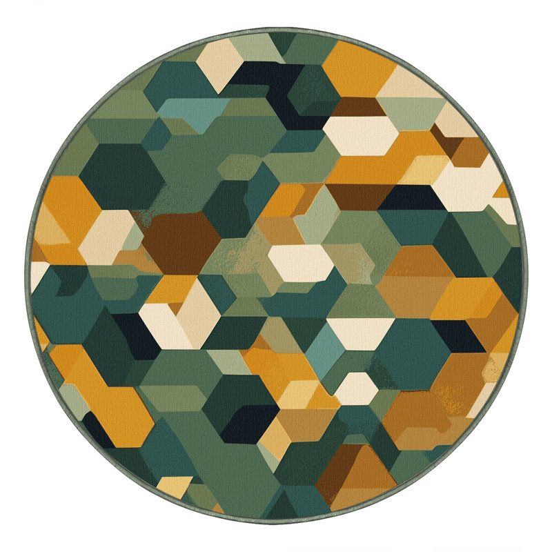 Earth Motif Matrix Rug, Round 3'
