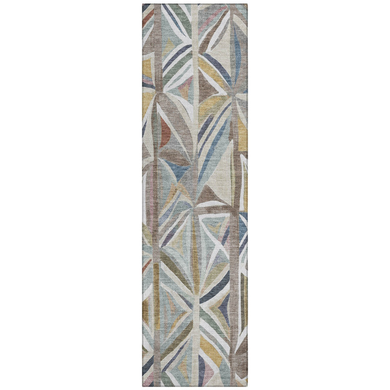 Machine Washable Indoor/Outdoor Layton ACN2253 Geometric Rug, Runner 2'3" x 7'6"