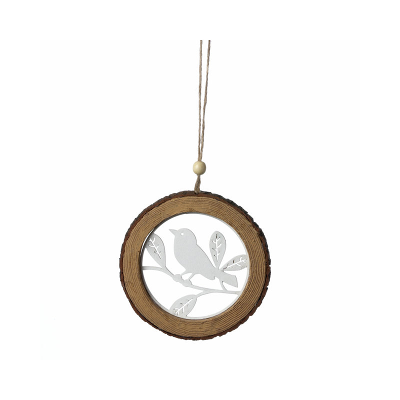 Figurine suspendue disque oiseau, H 6,5 po x l 6,5 po x P 1 po