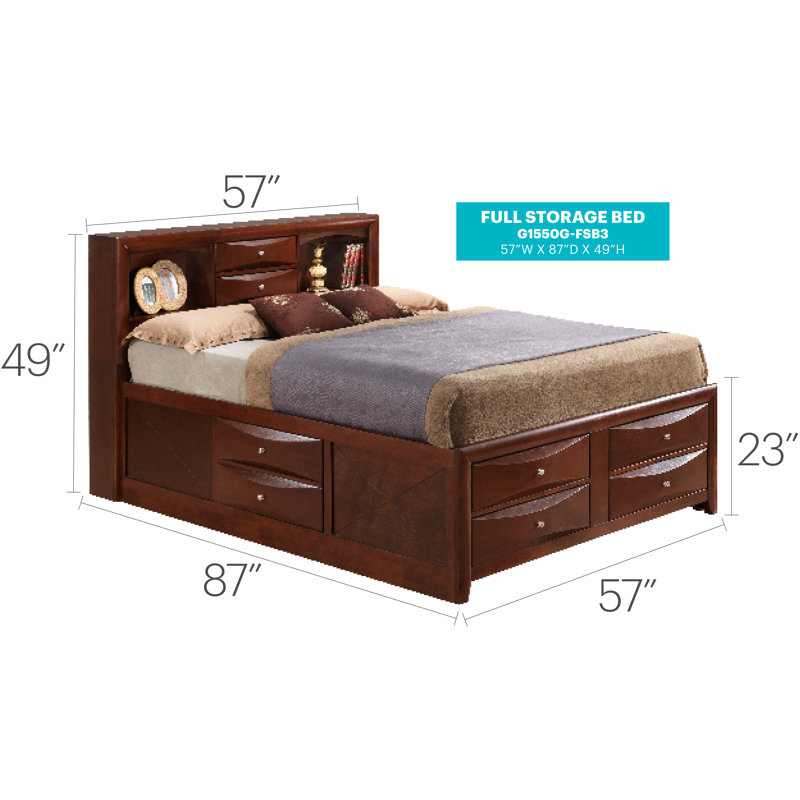 Storage Platform Bed, Full / Double, Cherry