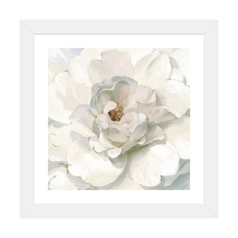 Neutre pivoine par Danhui Nai - impression, H 16 po x l 16 po x p 1 po, Papier encadré blanc, Blanc