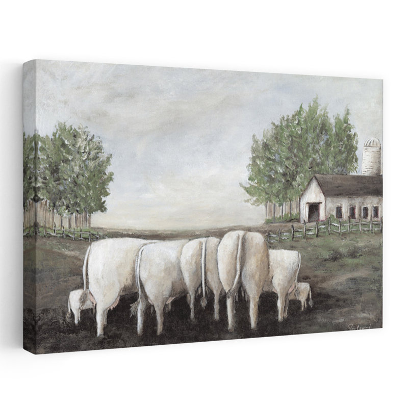 «Meeting Of The Herd», art contemporain abstrait, paysage de vache, H 16 po x l 24 po