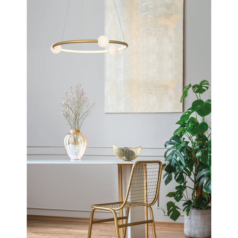 1 - Light LED Single Pendant, Gold