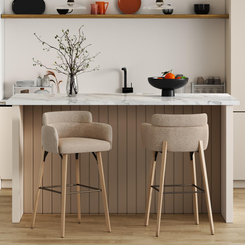 Tabouret 30 "H avec structure en bois massif et siège en mousse, Brun