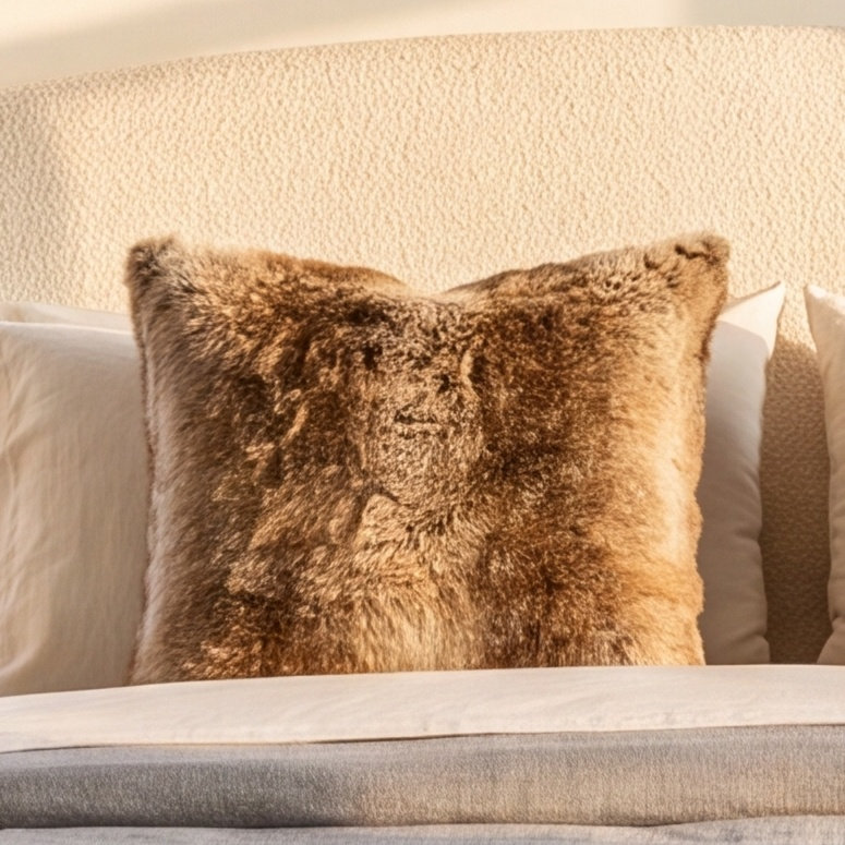 Faux Wolf Fur Pillow Cover
