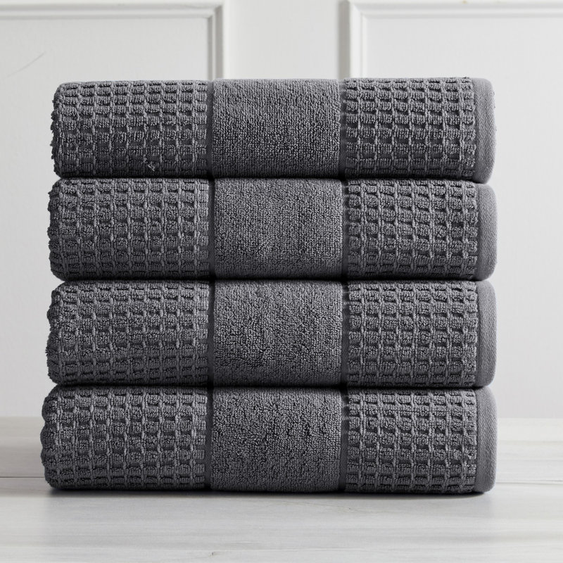 Aneko 4 Piece 100% Cotton Towel Set, Dark Gray