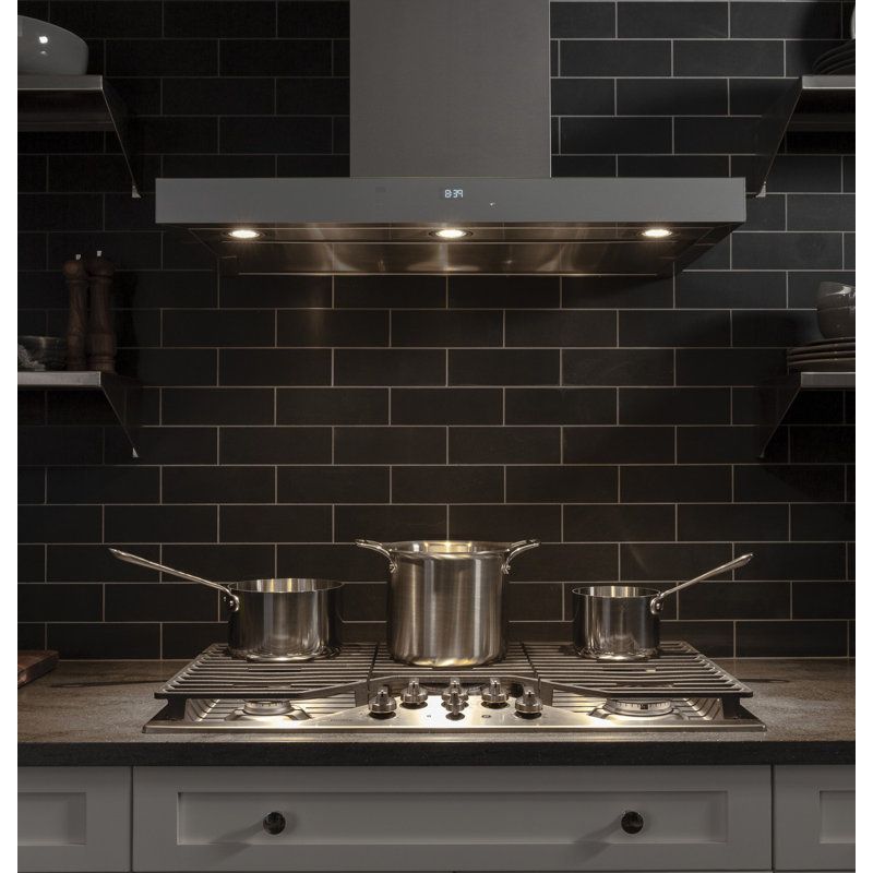 36" GE Profile Smart Appliances 610 CFM Convertible Wall Mount Range Hood with Night Light Wi-Fi Remote Control Included, 36"