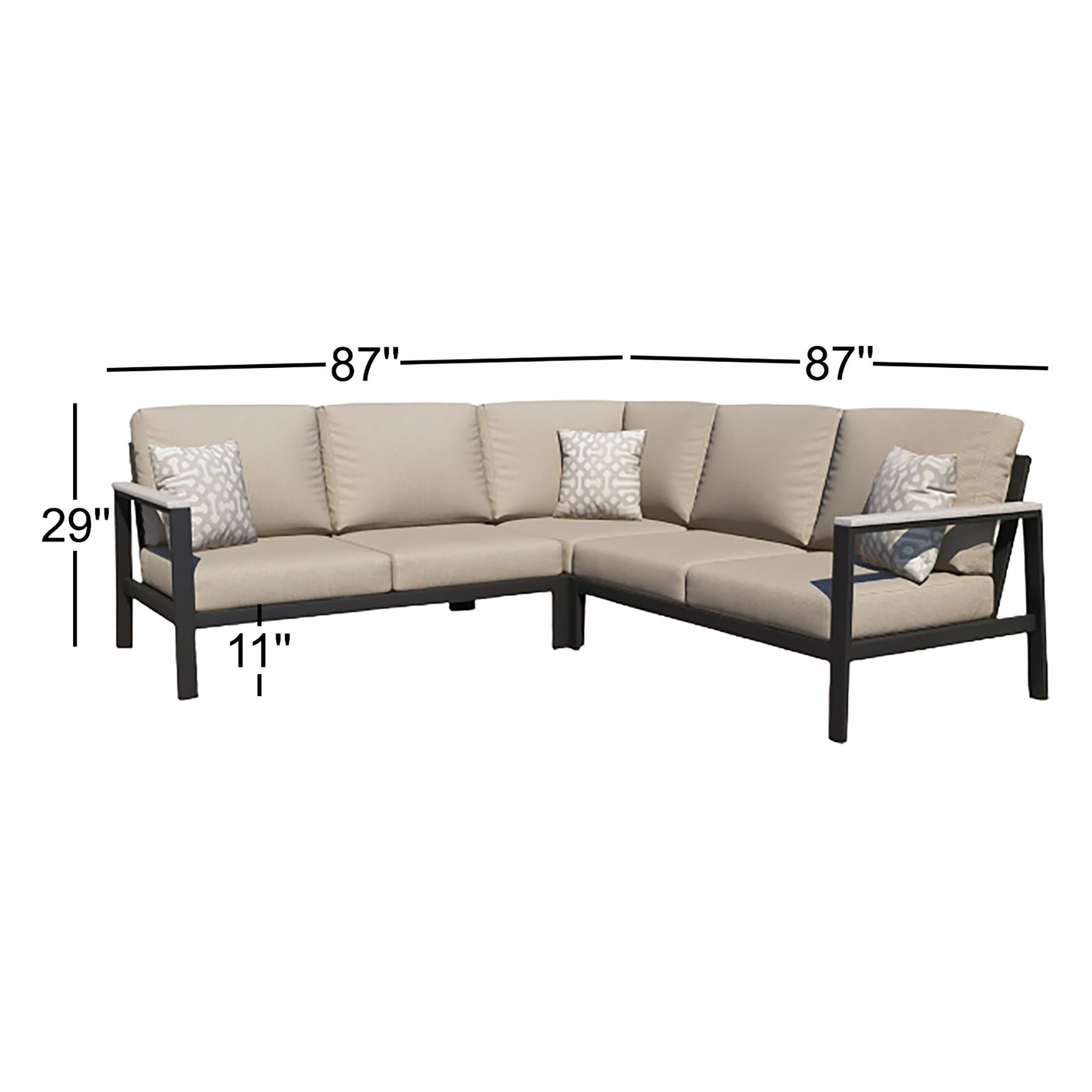 Townsend 87" Sunbrella® Patio Sectional, Cast Silver Sunbrella®