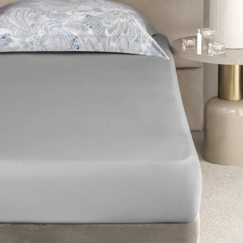 Perla Flat Sheet, Queen Flat Sheet, Gray