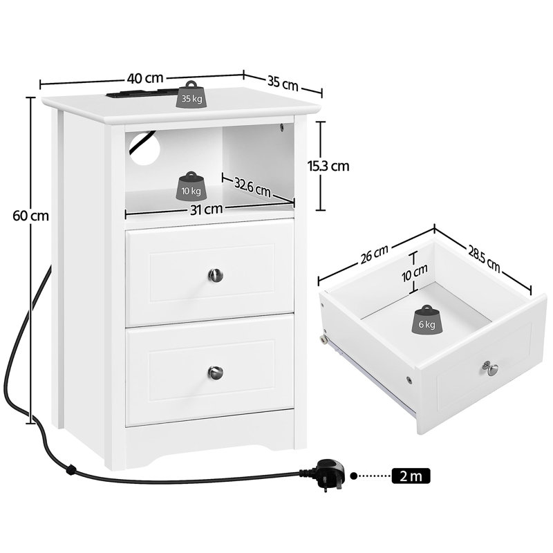 Ajaccio 40cm W Bedside Table
