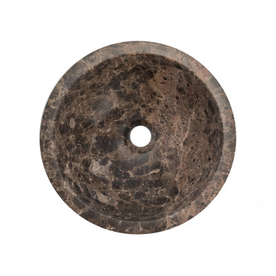 Eden Bath 14'' Brown Stone Circular Bathroom Sink