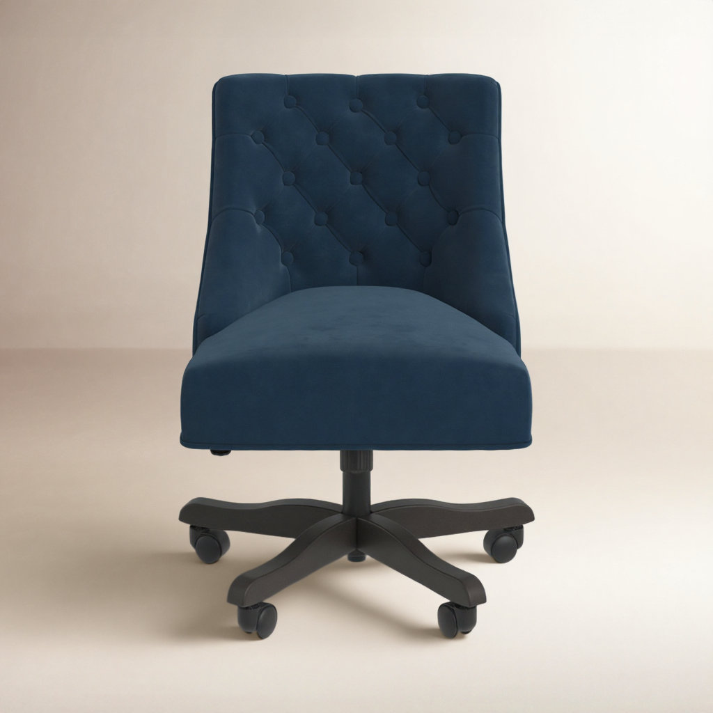 Swivel Office Chair, Navy Velvet