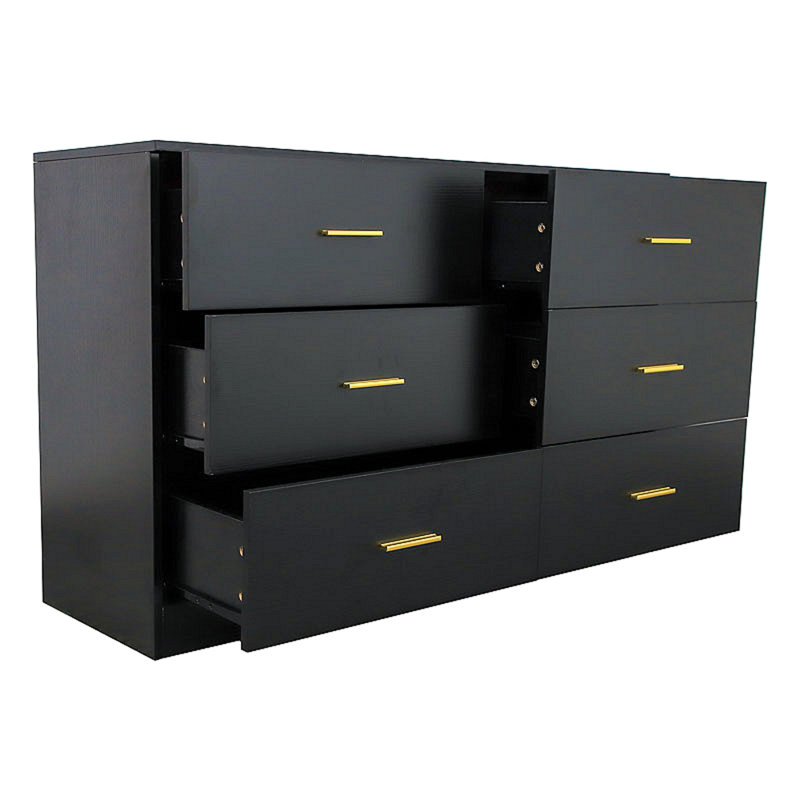 Commode 6 tiroirs Modern Modern, Noir