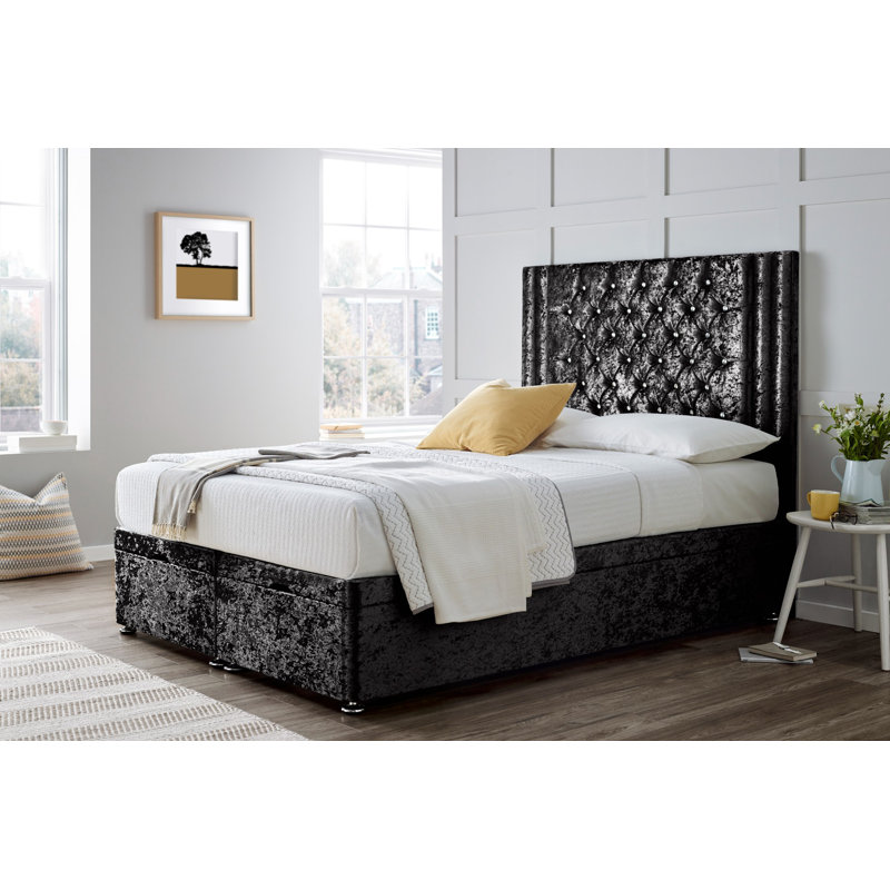 Glasgow Bed Without Headboard, Black, Small Double (4')