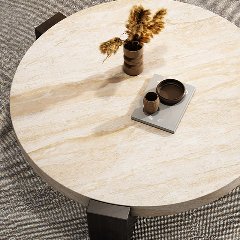 Wabi-sabi light luxury cave stone coffee table, 11.81"H x 35.43"L x 35.43"W