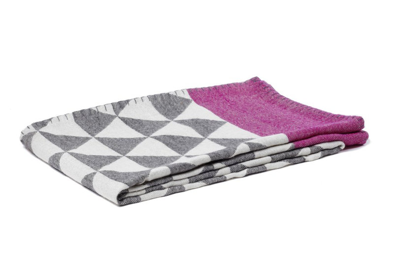Stockholm Baby Alpaca Woven Throw, Charcoal/Peony
