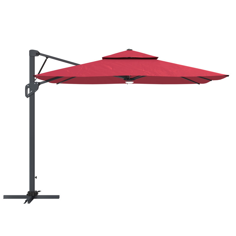 Parasol en porte-à-faux carré Gilda, Rouge