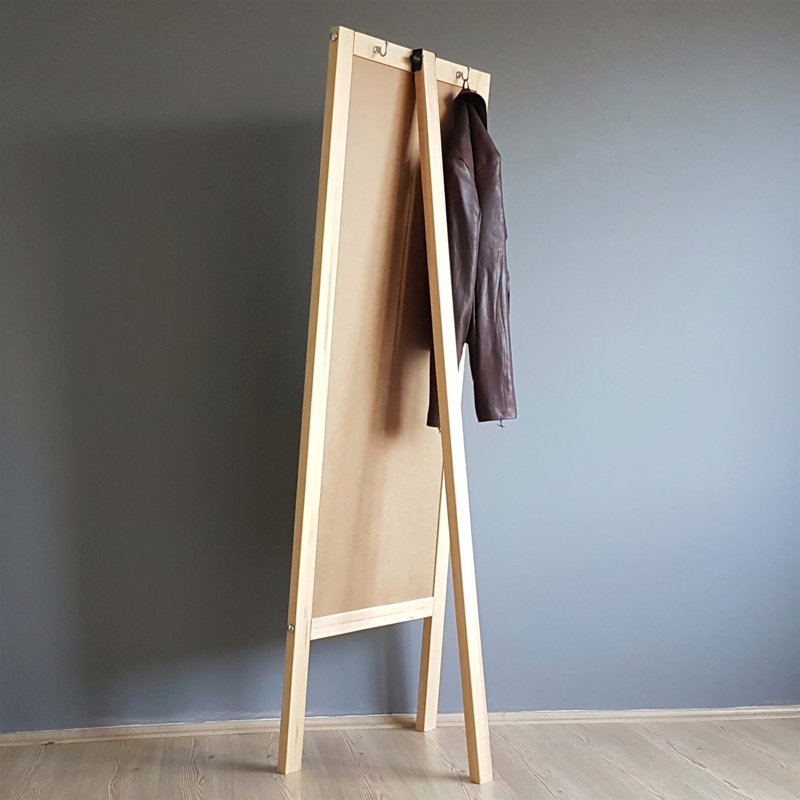 Finnen Floor Mirror with Shelves, Oak