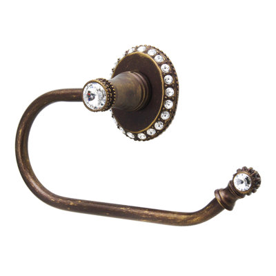Caché II swing tissue smooth ring right with Swarovski Clear Crystals in Antique Brass