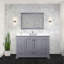 Meuble-lavabo simple gris foncé l 48 po x P 22 po, plateau en marbre de culture, lavabo carré blanc et miroir de 46 po