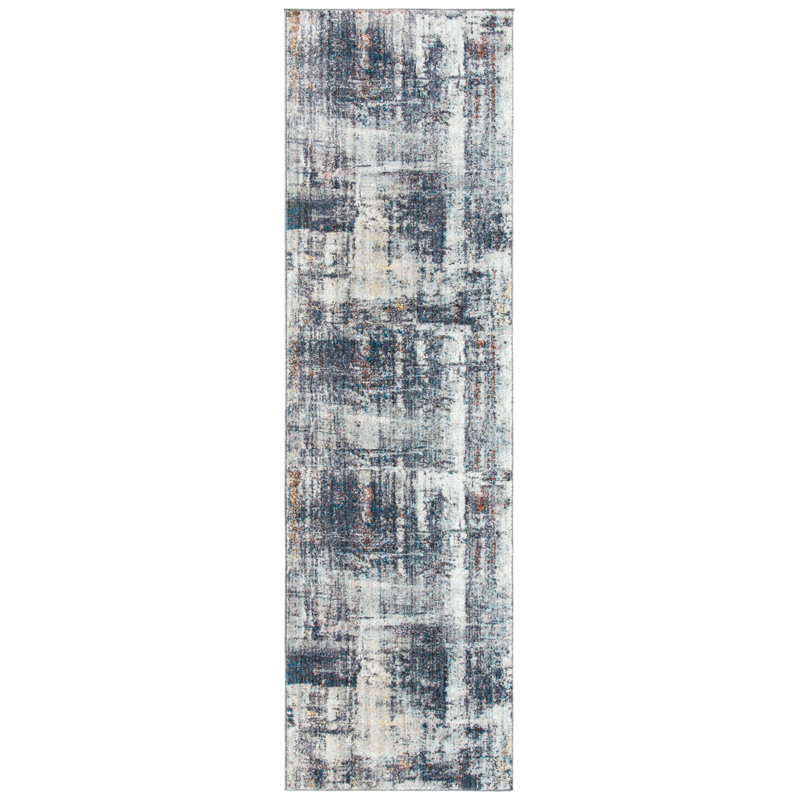 Tapis gris anthracite / ivoire Massad, Tapis de couloir 2 pi 3 po x 8 pi