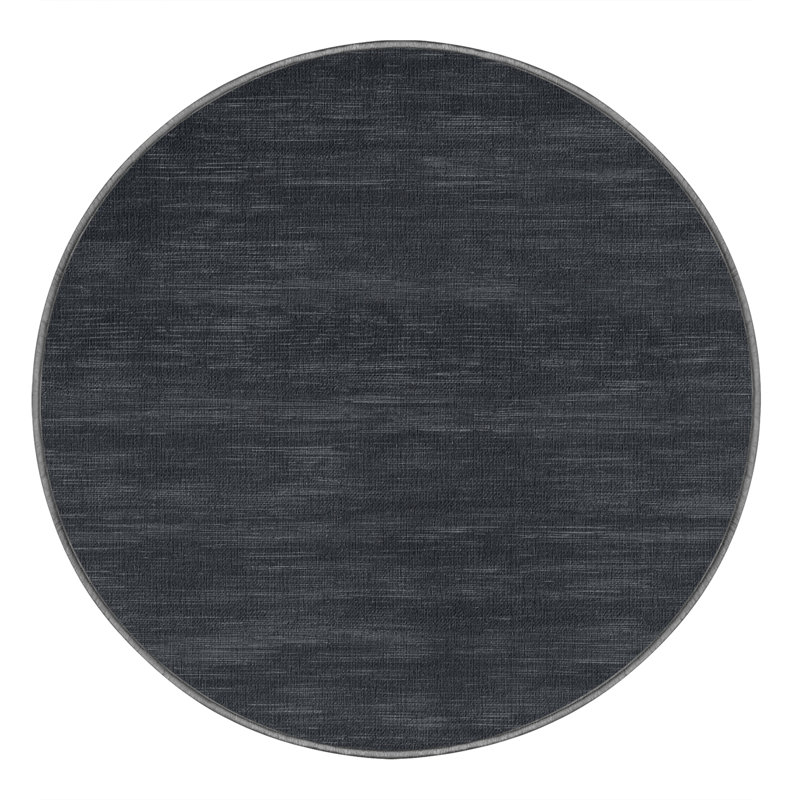 Machine Washable Solid Gray Area Rug, Round 3'