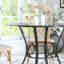 Table de salle à manger ronde en verre de 42 po avec structure en métal de style croissant Hardrick-28473369-28473371