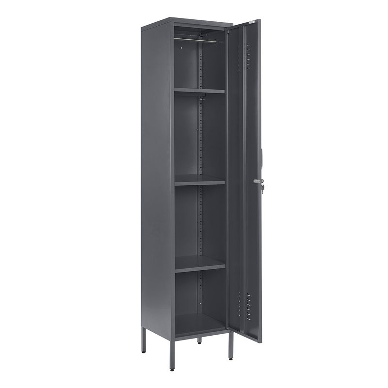 Farranshane Metal Locker Industrial Retro Tall Slim Storage Shoe Chest Rack, Grey