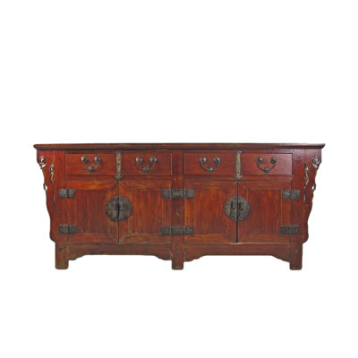 Buffet en bois d'orme massif à 4 tiroirs Asian Classic