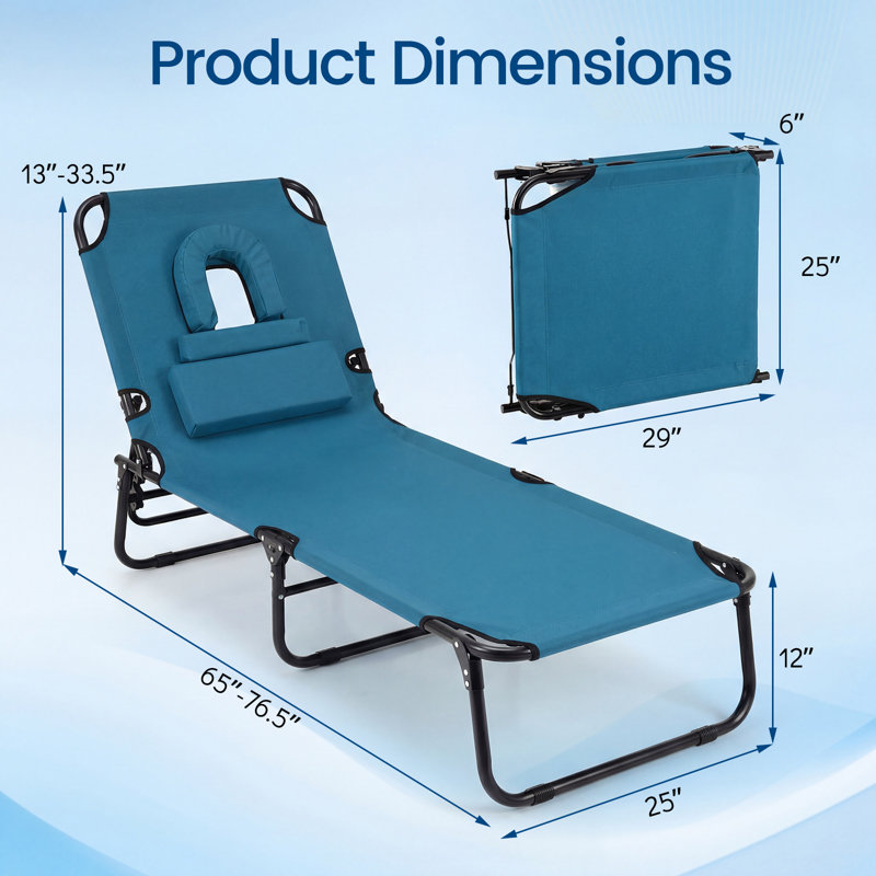 Azelene Outdoor Metal Chaise Lounge, Blue