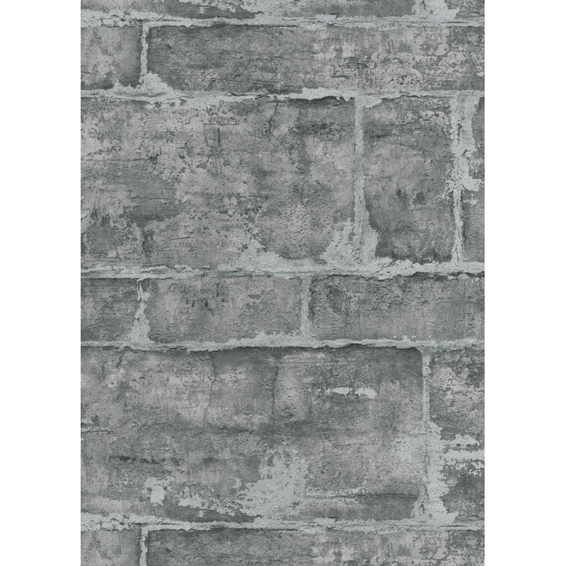 Rouleau de papier peint texturé L 33 pi x l 21 po, Gris / argent / matelassé