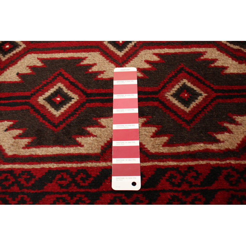 Tapis rouge en laine noué à la main de conception unique 3 pi 4 po x 5 pi 3 po nouvel âge Kalgoorlie