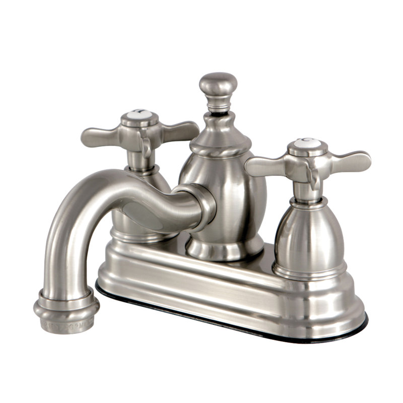 Robinet de salle de bain central à 4 trous à 3 poignées et fixation sur le comptoir avec laiton escamotable Kingston