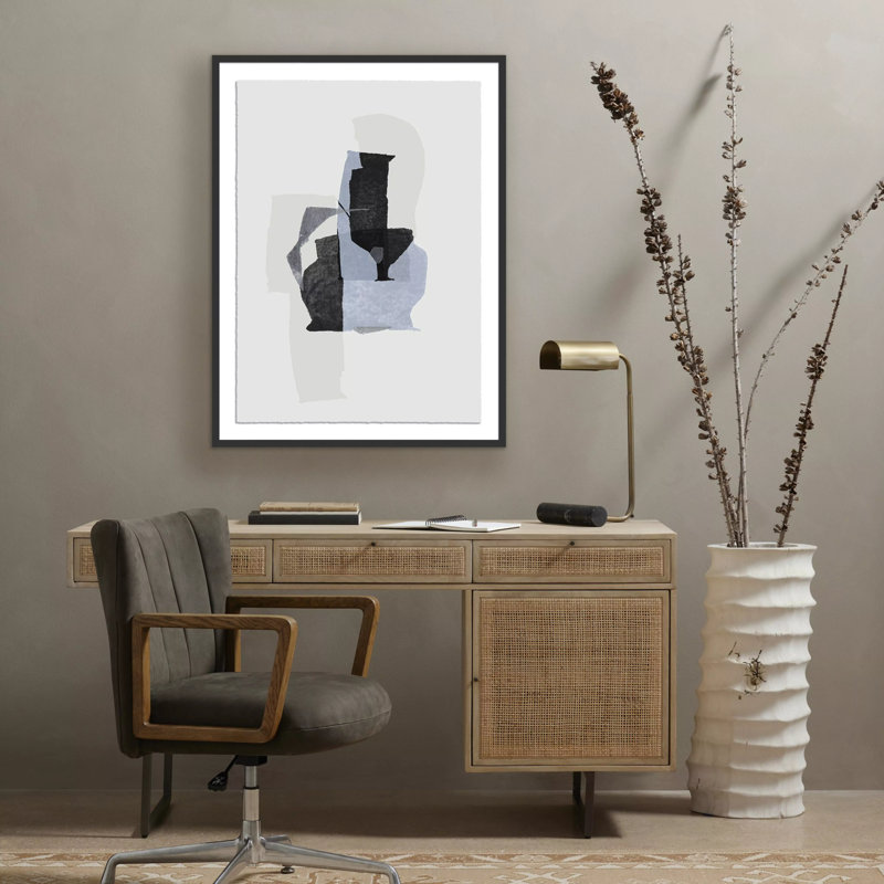 Monoprint 2 (Color Edit) Painting by Fox Studios, Black Maple Framed, 40" H x 30" W x 2.5" D