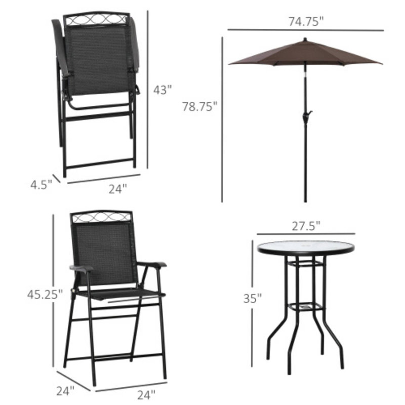 Aalbert 2 - Person Patio Dining Set with Round Table, Black