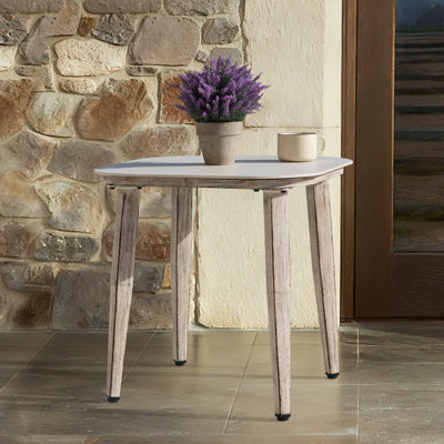 Table basse Boho-Chic en aluminium avec revêtement grain de bois, carré 20 po