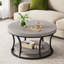 Round Coffee Table With Storage, 2-Tier Cocktail Table-887951355