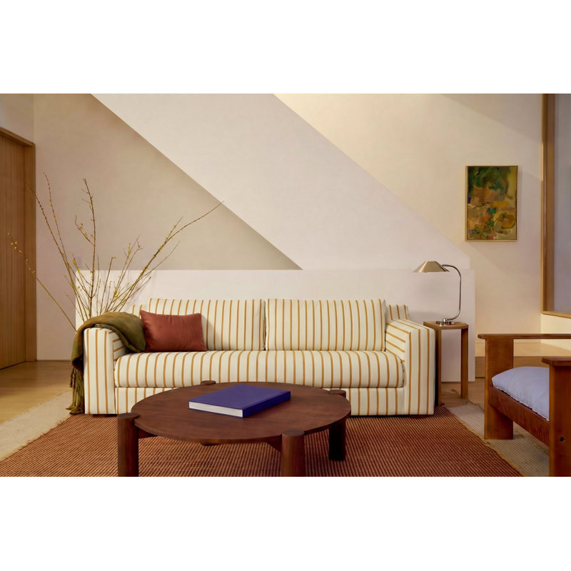 All-Natural Elevate Sofa 96", Cobalt Striped Hemp Blend