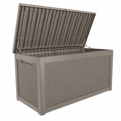 330 Gallon Large Durable Outdoor Storage and Weather Resistant Resin Wicker Deck Box