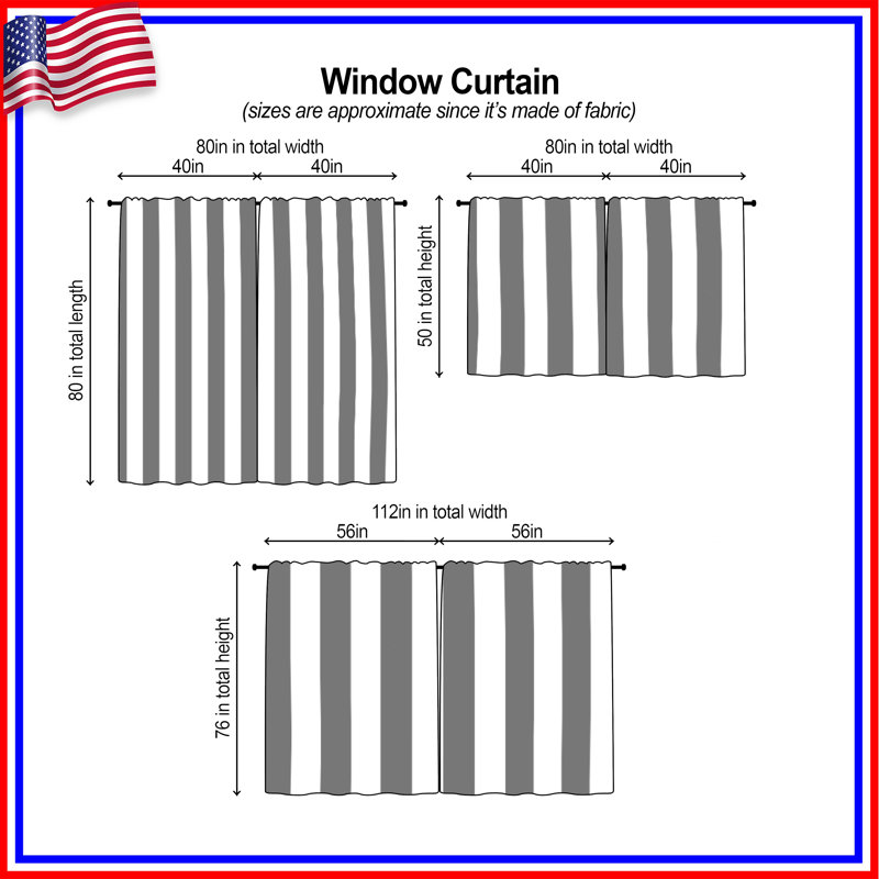 Gray Vertical Stripes Window Curtains Stripes Sheer & Room Darkening - 2 Panels, 20 po x 60 po - 2 panneaux