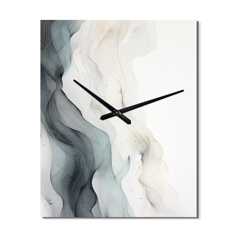 Bleu gris, dessin au trait, conceptuel abstrait II - horloges murales modernes, Médium