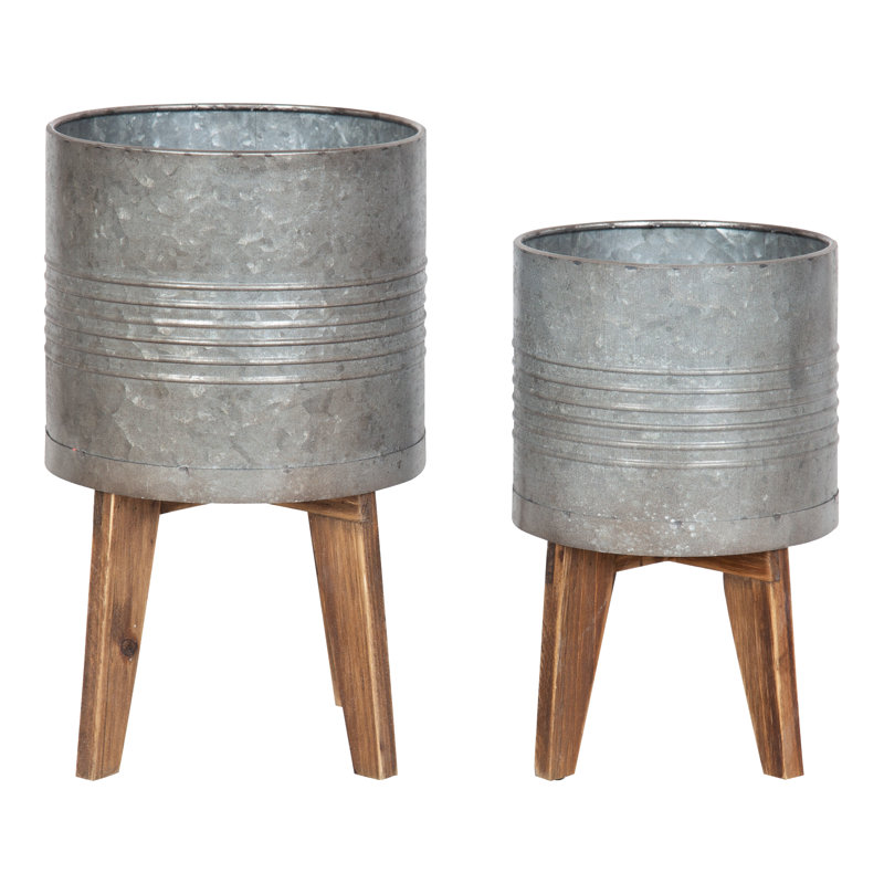 Dianemarie Pot Planter, Galvanized Metal