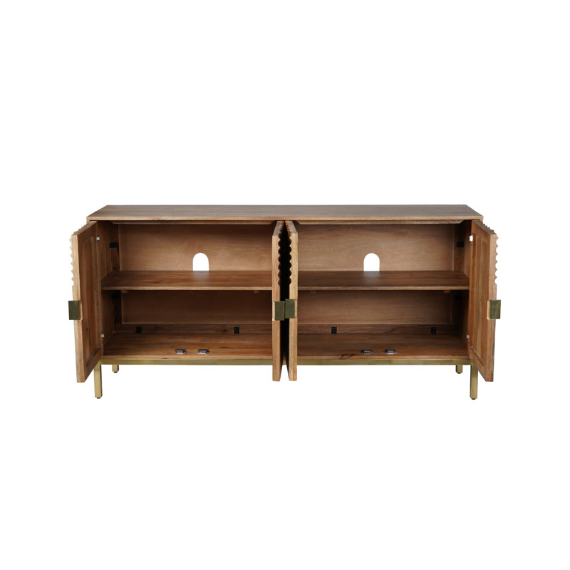 Haeun 69" Solid Wood Mid-Century Modern Curved Arch Sideboard Cabinet