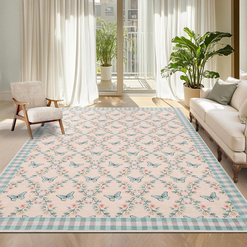 Tapis moderne lavable 2 x 6, antidérapant, à poils courts, moelleux pour le salon, la chambre à coucher, à l'intérieur, vert.