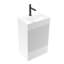 Meuble-lavabo rayé blanc en velours avec lavabo en céramique, autoportant, pour une décoration de salle de bain moderne, tiroir à une porte, âme E1, finition douce, quincaillerie One Bathrooms, 1 & Construction, charnières