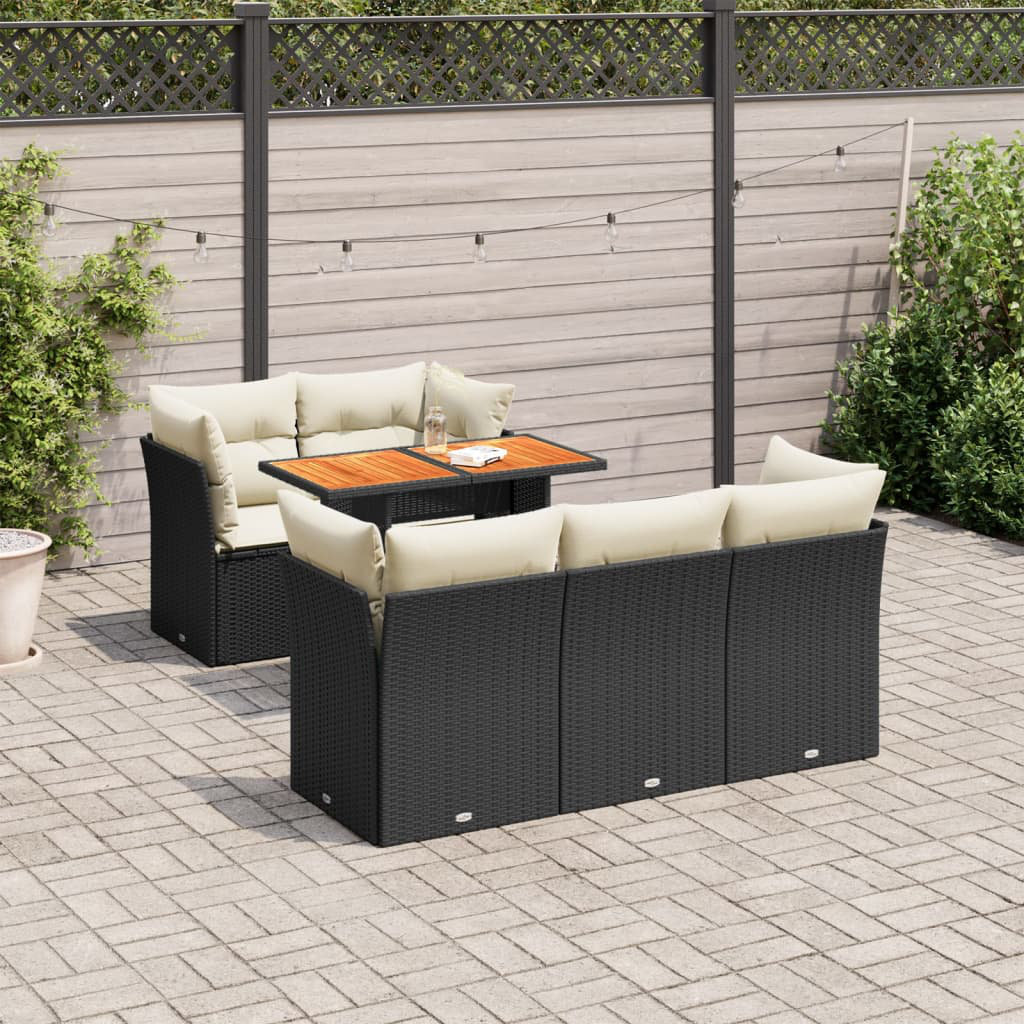 6-Tlg. Garten-Sofagarnitur Mit Kissen Poly Rattan