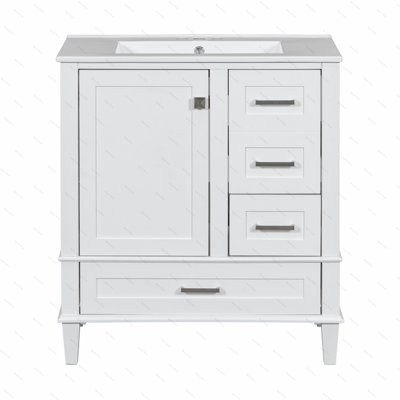 Ensemble de meuble-lavabo moderne avec lavabo 30 po, meuble-lavabo moderne avec porte à fermeture douce et 3 tiroirs, structure en bois massif