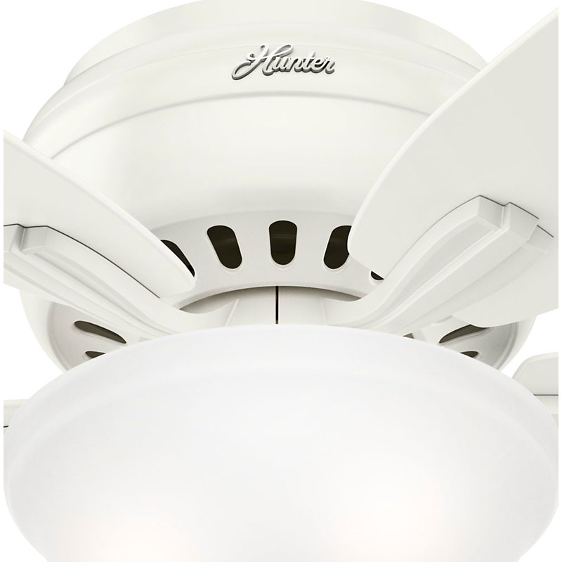 52" White Low Profile Ceiling Fan with LED Light