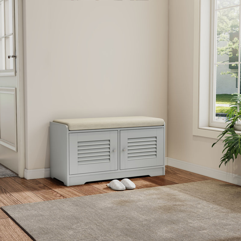Banc de rangement à chaussures 28,74 po - armoire à 2 portes avec tablettes réglables, rangement peu encombrant pour vestibule et couloir